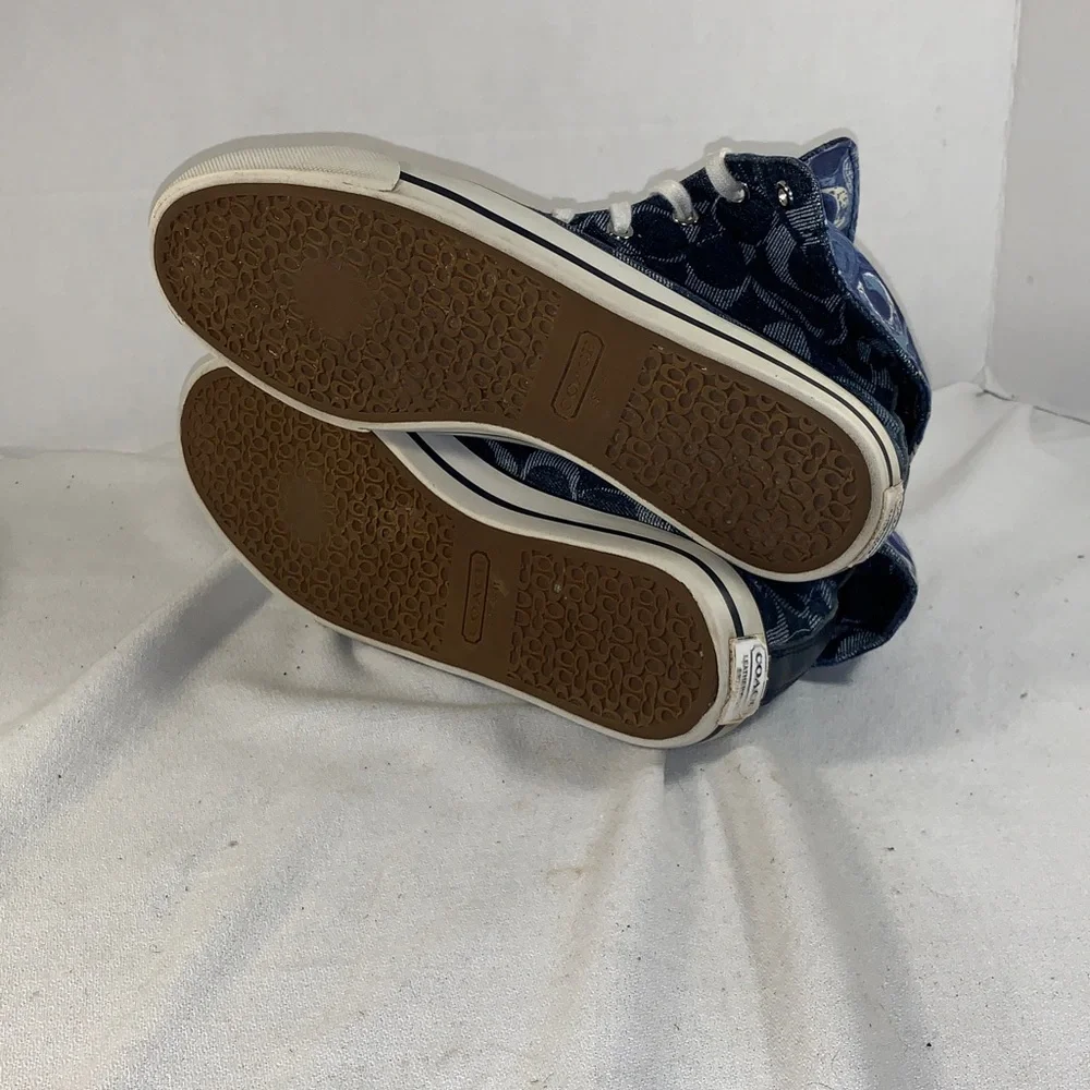 Coach Women’s Bonney Signature Blue Canvas Twill Denim High-Top Sneakers